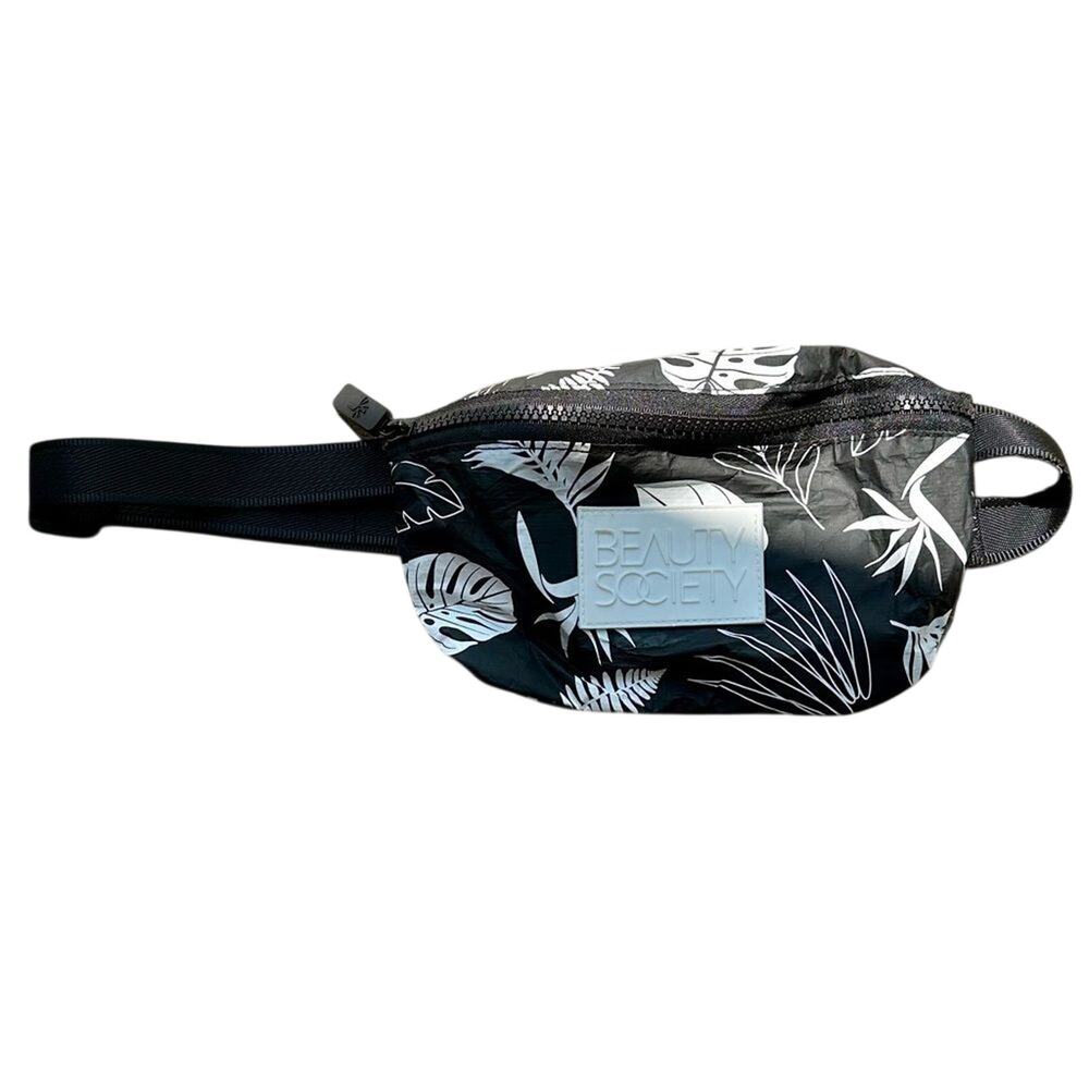 Beauty Society Fanny Pack Bag Black White Floral
